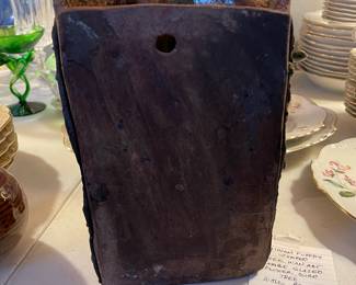 #50 Shiwan Pottery Stamped Shek Wan Art - Flame Glazed Flower Bird Tree Wall Pocket Vase - 9x8x5.25 $100.00