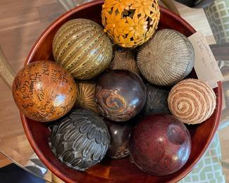 #128 Decorative Wood Bowl W/Balls $40.00