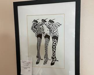 #122 Vintage Karen Y Buster lithograph "Triplets" Black and White Series $25.00