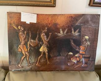 #129 African Copper Relief Art $65.00