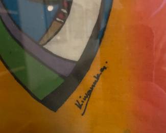 #130 Vintage Orignial Batik "African Faces" by Kenyan Artist "Kiwanuka" - Needs new frame $100.00