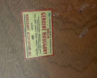 #45 Kling - Mahogany Dresser. 6 drawers and attached mirror. As is finish. 32.5h (45.5" mirror) x 62.5w x 20d $125.00