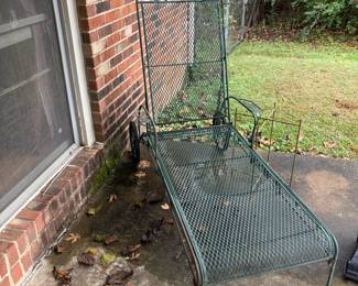 #64 Green Wrought iron Lounger on Wheels $65.00
