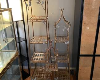 #6 Set of 3 metal plant stand/display shelves. (68 x 15 square, 55 x 13 square, 38 x 9 square)  $85.00