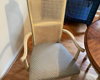 #1 Dining Room Stanley Furniture French Provencial Style Dining table with 6 cane back chairs (1 captains chair) Hand-painted cream and robin blue - as is finish. 64Lx29Hx42W $175.00