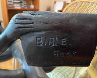 #109 Vintage Hand Crafted African Art w/Holy Bible $75.00