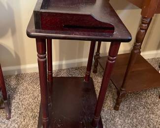 #19 Vintage Wood Spindle Stand/Table/Plant Stand, Two Tiered - 25h x 14w x 11.5d $25.00