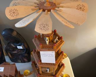 #78 Wooden German Christmas 3 tiered windmill carousel $25.00