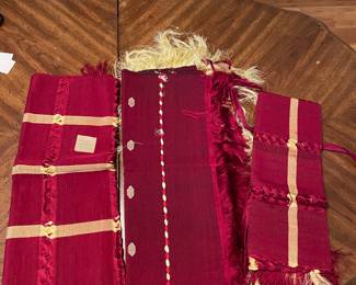 #133 Aso Oke Nigerian Wedding outfit - red and gold $125.00