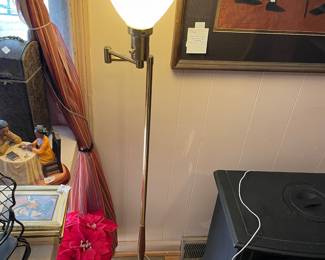 #102 Vintage Brass and Glass Adjustable Floor Lamp $50.00