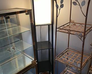 #7 Three tiered black shelf lamp with pull tab. 63 x 10 1/2 square $30.00