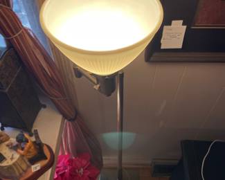 #102 Vintage Brass and Glass Adjustable Floor Lamp $50.00