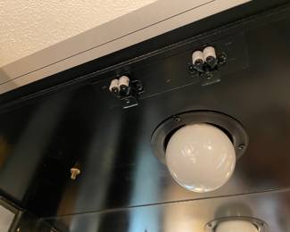 #9 Asian style, black and brass lighted display cabinet - Philip Reinisch Company, model #505. 30x 76 1/2 x 11 1/2.  $250.00