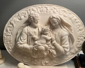 #84 Vintage 2pc Italian Cast Resin - "Holy Family" Wall Plaque - 17x13 $60.00