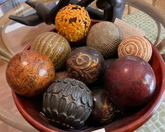#128 Decorative Wood Bowl W/Balls $40.00