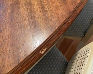 #1 Dining Room Stanley Furniture French Provencial Style Dining table with 6 cane back chairs (1 captains chair) Hand-painted cream and robin blue - as is finish. 64Lx29Hx42W $175.00