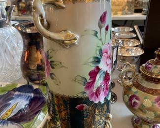 #92 Handpainted Nippon Footed Vase 12" Japan $36.00