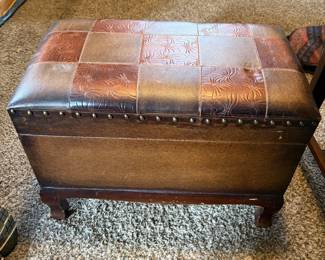 #41 "Leather" Felt Lined Storage Box (as is finish) - 17h x 23.5w x 13.5d $20.00