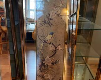 #69 MCM 2pc Set Bryton Mechanical Mirror Chinese Silk Bird Print Wall Art - 29x13 $60.00