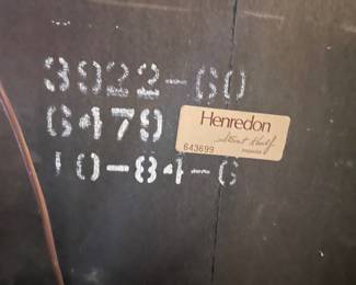 #5 living room Henredon circa 1990 lighted bar cabinet. Black lacquer, brass, mahognay burled wood, four doors, three drawers.(as is finish pictured) 82 x 19 x 27 $1,500.00