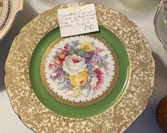 #76 Czechoslovakian Gilded Gilded Floral Rosa - 10.75" Dinner Plate set of 5 $40.00