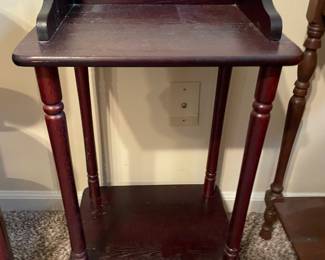 #19 Vintage Wood Spindle Stand/Table/Plant Stand, Two Tiered - 25h x 14w x 11.5d $25.00