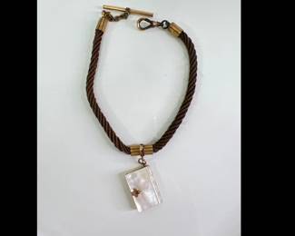 Lot 9159 Antique Victorian Braided Hair Pocket Watch Chain w Book Charm