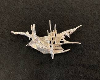 Lot 8550 Vintage Juhls Sterling Silver Tundra Brooch Pin Norway