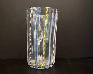 Lot 8777 Hand Blown Art Glass Vase  Signed