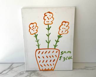 Lot 8891 Sam Ezell NC Signed Folk Art Flower Painting