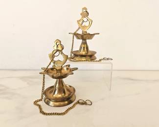 Lot 8899 Brass Diya Oil Lamps