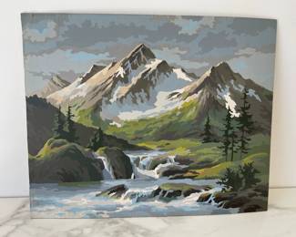 Lot 8878 Vintage Paint by Number Mountains Painting Art