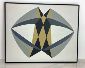 Lot 8996 Mae W. Jurow Abstract Oil Painting Grey Circle Art