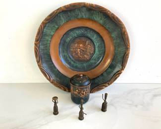 Lot 9245 Judaica Made in Israel Hans Teppich Bronze Figures  Copper Plate  Etc