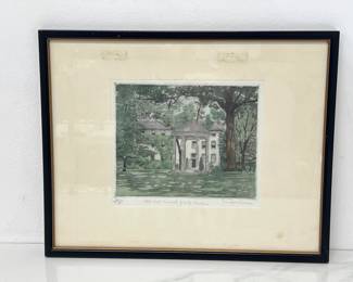 Lot 8850 Don Swann Signed Etching  Old Wall UNC Chapel Hill Art