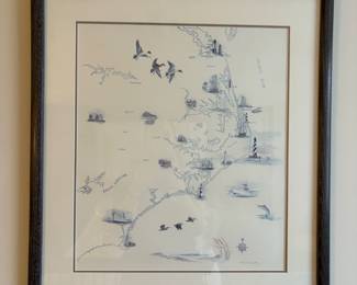 Lot 8571 Myrna G McGrath Signed Art Print  Lighthouses of The Outer Banks