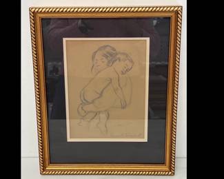 Lot 8853 Grace H. Turnbull Mother and Child Portrait Drawing Art