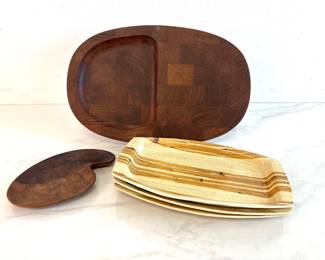 Lot 9151 Vintage Dansk Wooden Cheese Board  Dish  Faux Bamboo Dishes
