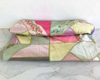 Lot 9244 Vintage Handmade Silk Crazy Quilt