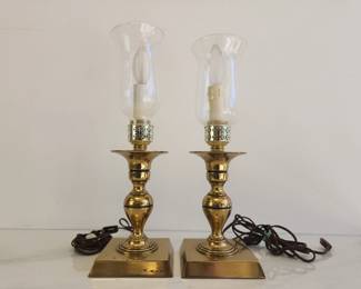 Lot 8761 Brass Hurricane Style Lamps