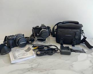 Lot 8785 Olympus8080 Wide Zoom Digital Camera  Nikon Nikkormat Film Camera