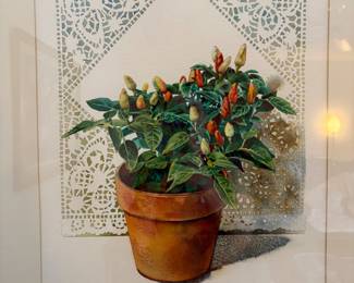 Lot 8553 Linda Weber Kiousis Watercolor Art  Pepper Plant