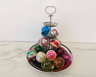 Lot 8913 Christmas Tree Ornaments  Silverplate Trays