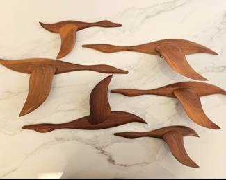 Lot 8925 MCM Carved Wooden Flying Geese Wall Art