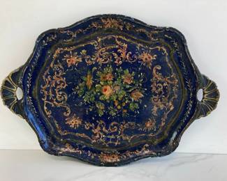 Lot 9233 Vintage Floral Wooden Tray