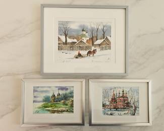 Lot 8989 Russian Watercolor Paintings Signed Art