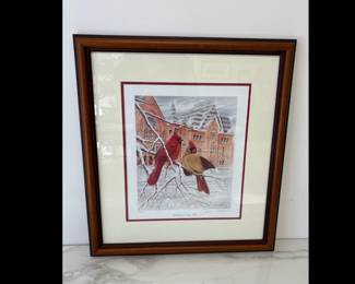 Lot 8753 John Ruthven Cardinals at Music Hall Signed Numbered Print Bird Wall Art