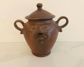 Lot 9055 Face Terracotta Lidded Pottery Jug