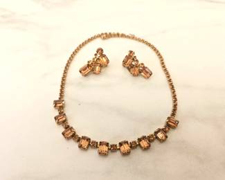 Lot 8898 Vintage Weiss Amber Rhinestone Costume Jewelry