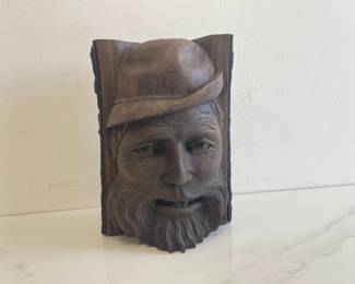Lot 9054 Vintage Handcarved Wooden Man Face